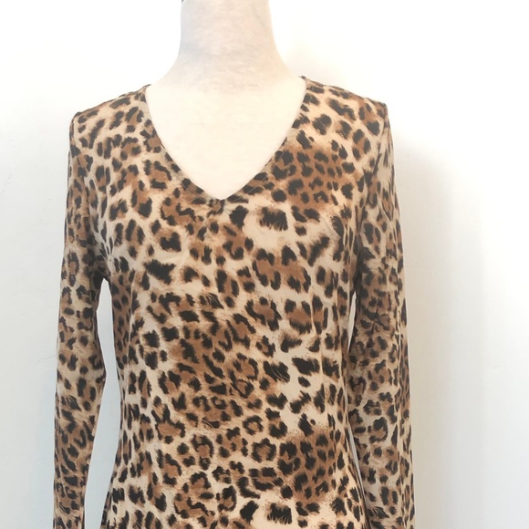 Leopard Print V Neck Ruffle Maxi Long Sleeve Dress !LAST ONE! - Picture 7 of 8